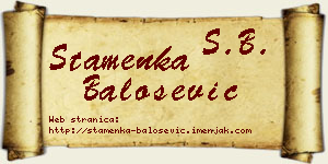 Stamenka Balošević vizit kartica